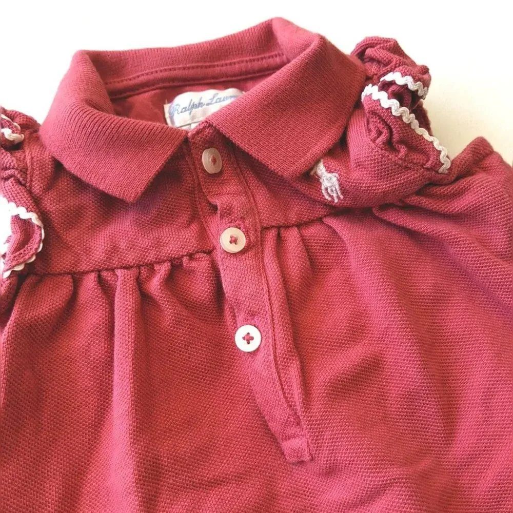 Ralph Lauren Bubble Romper Baby Girls Size 3m Rose Red